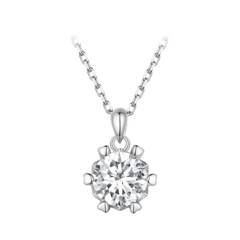 1 Carat Moissanite Pendant Necklace for Women – High-Quality 925 Sterling Silver, D Color VVS1, Elegant Geometric Design for Bridal & Party Jewelry