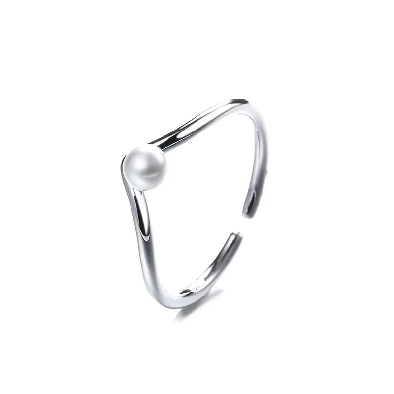 925 Sterling Silver V-Shaped Adjustable Ring for Women – Classic Open Cocktail Ring for Wedding or Everyday Elegance