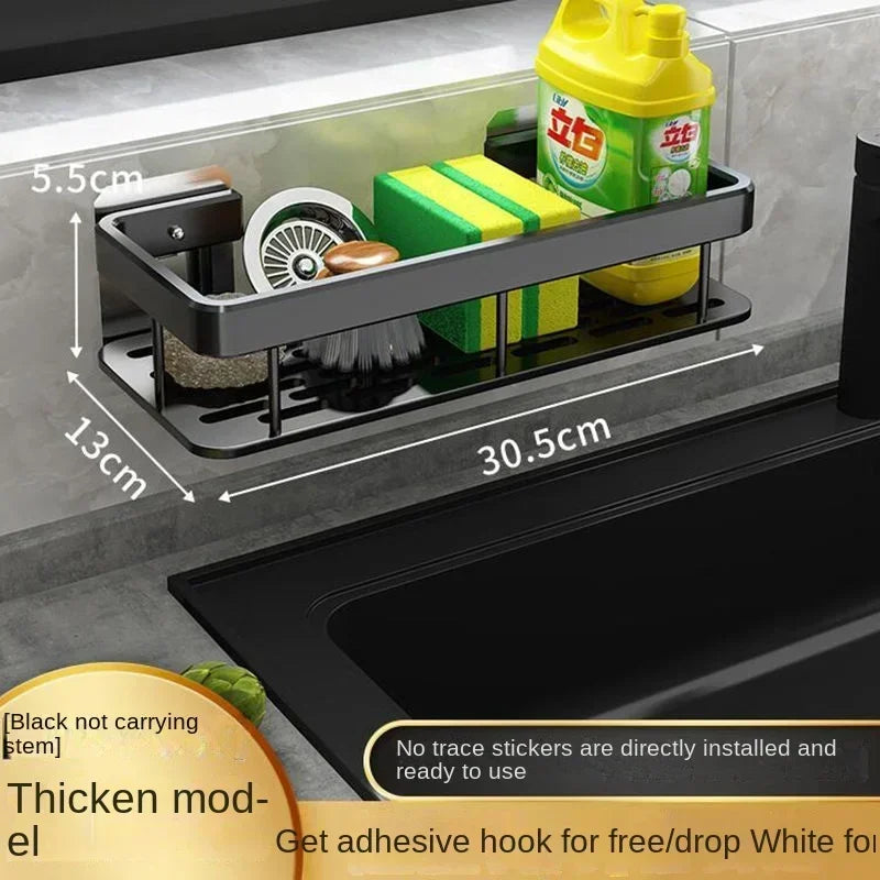 Thickened Aluminum Kitchen Sink Holder – Space-Saving Storage Rack for Towels, Sponges & Drainage