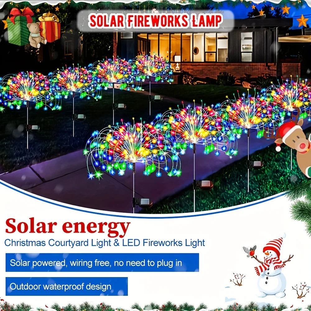 Solar Firework Garden Lights – IP65 Waterproof Copper Wire LED Lawn Lamps – 90/150/200 LEDs with 8 Modes for Patio, Yard, Holiday, and Christmas Décor