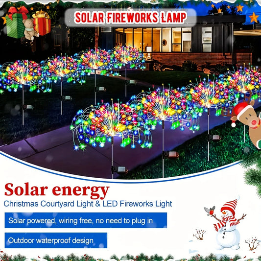 Solar Firework Garden Lights – IP65 Waterproof Copper Wire LED Lawn Lamps – 90/150/200 LEDs with 8 Modes for Patio, Yard, Holiday, and Christmas Décor