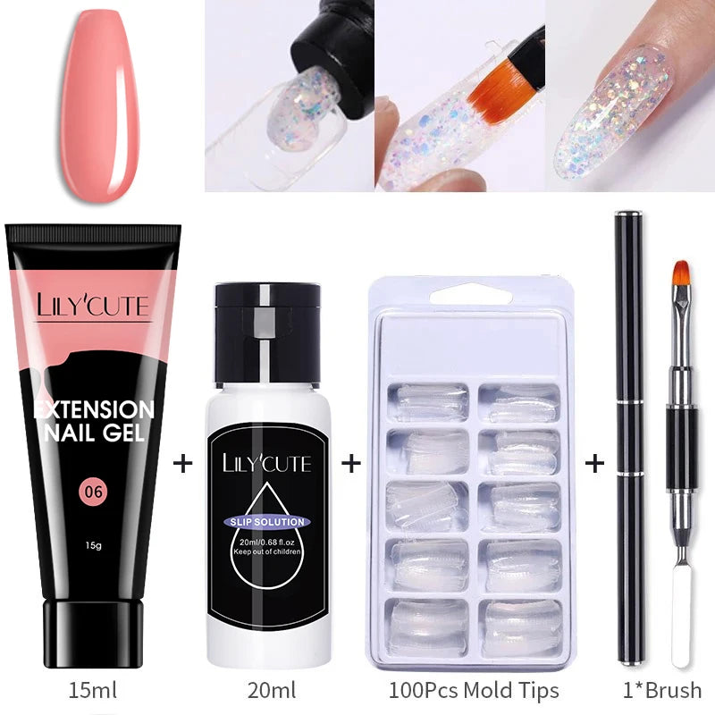15ml Nail Extension Gel Kit – Soak Off UV Acrylic Gel in White, Clear & Pink for Home or Salon Nail Art