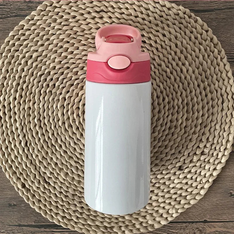 12oz Stainless Steel Kids Sippy Cup – Double Wall Insulated Tumbler with Straw and Flip-Top Lid