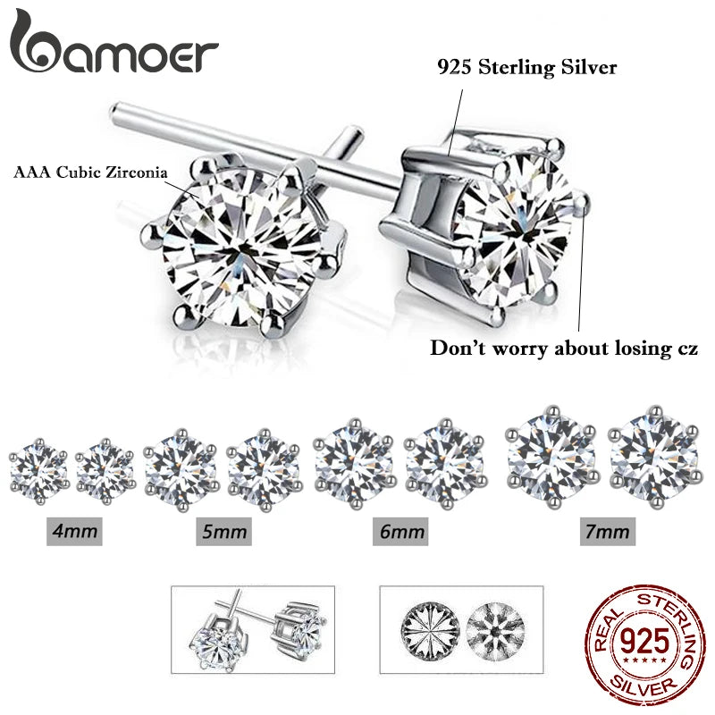14K Gold Plated Sterling Silver Round CZ Stud Earrings – Hypoallergenic Cubic Zirconia for Women
