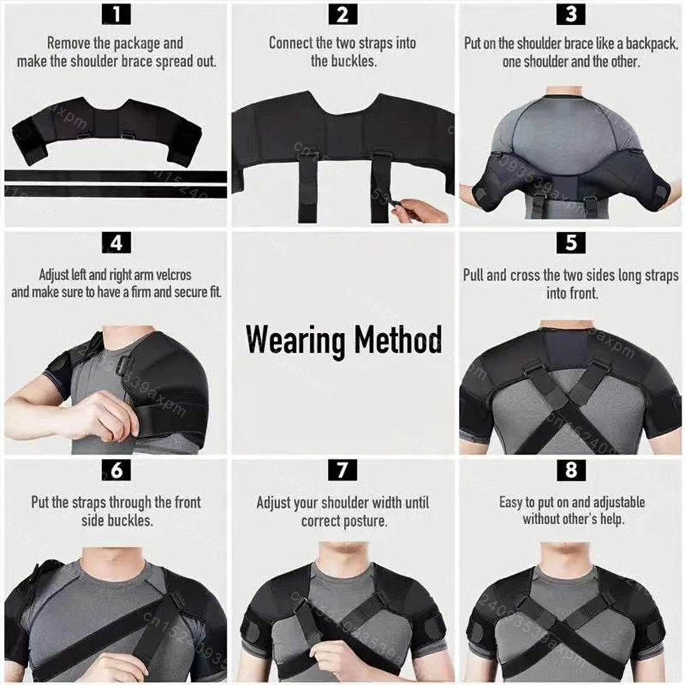 Adjustable Cross Compression Shoulder Brace – Double Bandage Support Strap for Shoulder Protection and Posture Correction