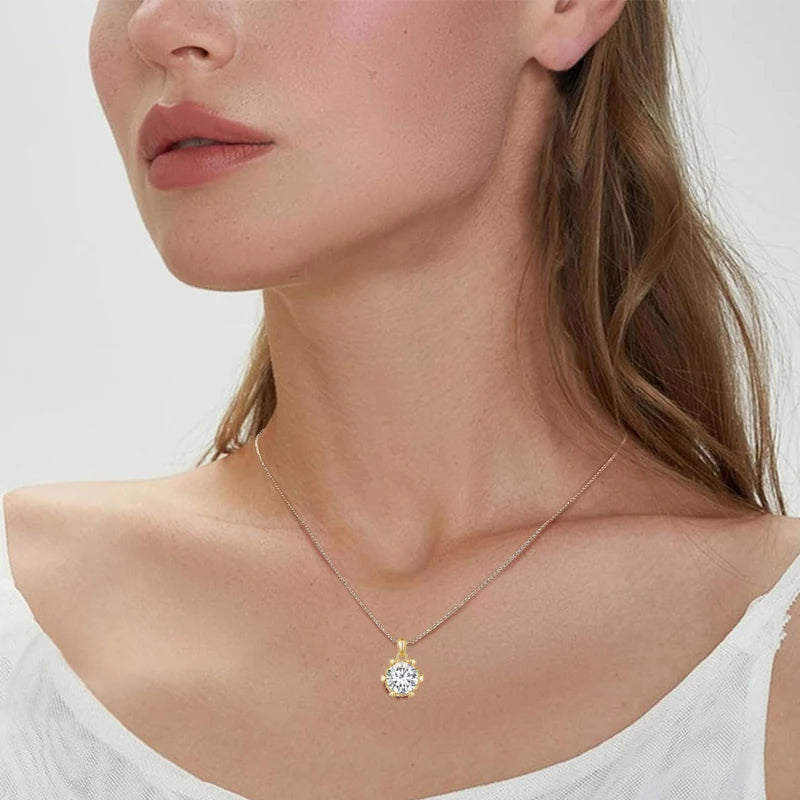 1 Carat Moissanite Pendant Necklace for Women – High-Quality 925 Sterling Silver, D Color VVS1, Elegant Geometric Design for Bridal & Party Jewelry