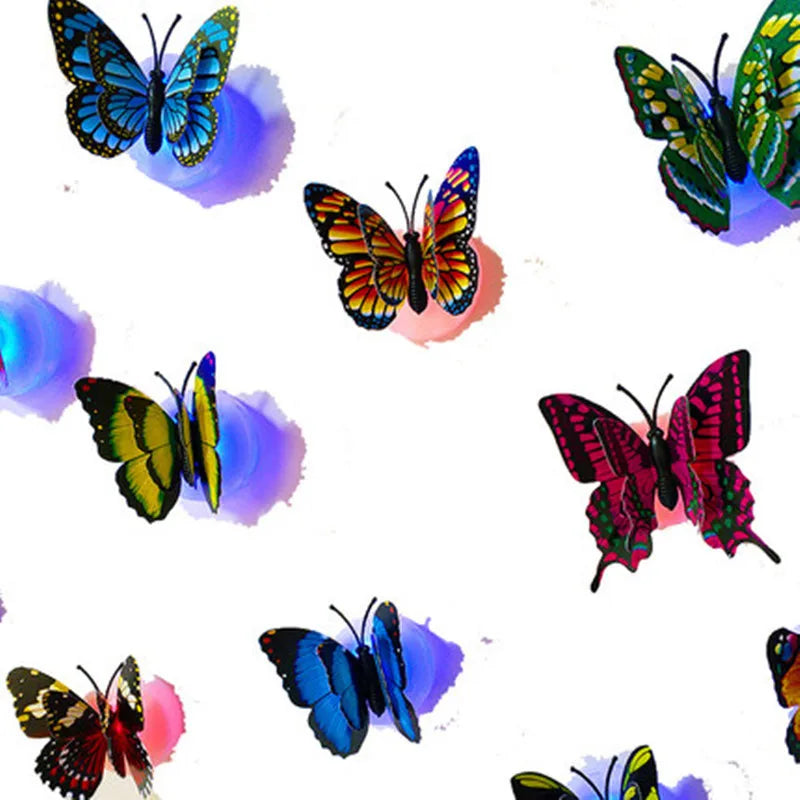 Colorful DIY LED Butterfly Night Lights – Stickable 3D Glowing Wall Decor for Bedroom, Parties & Holiday Decoration (5pcs)