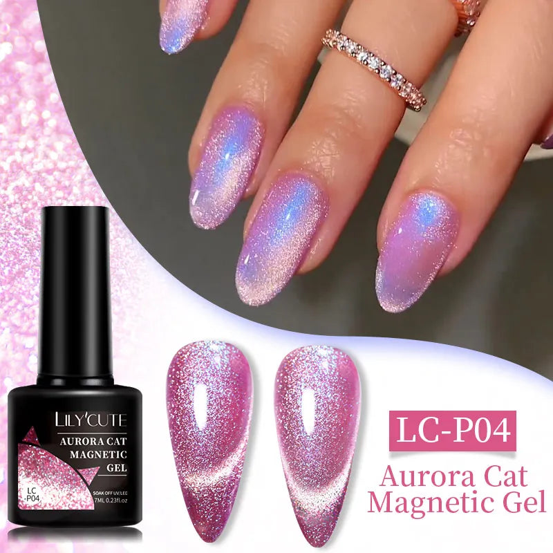 7ml Dynamic Reflective Cat Eye Magnetic Gel – Glitter Soak-Off Nail Polish with 3D Magnet Effect