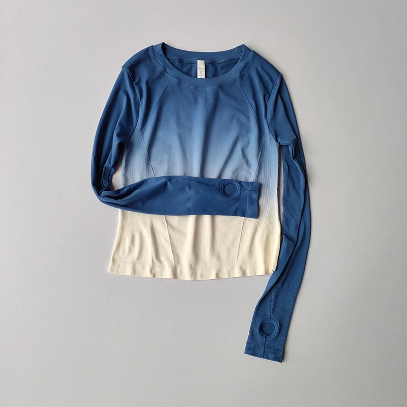 Slim Fit Quick-Dry Long Sleeve Yoga Shirt – Women's Seamless Fitness Top