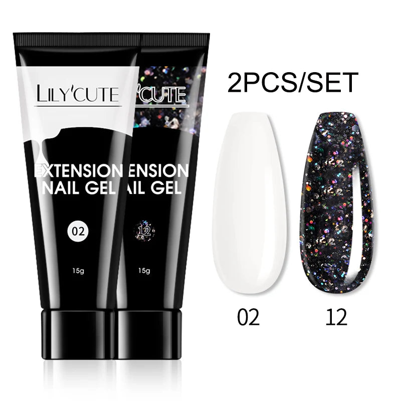 15ml Nail Extension Gel Kit – Soak Off UV Acrylic Gel in White, Clear & Pink for Home or Salon Nail Art