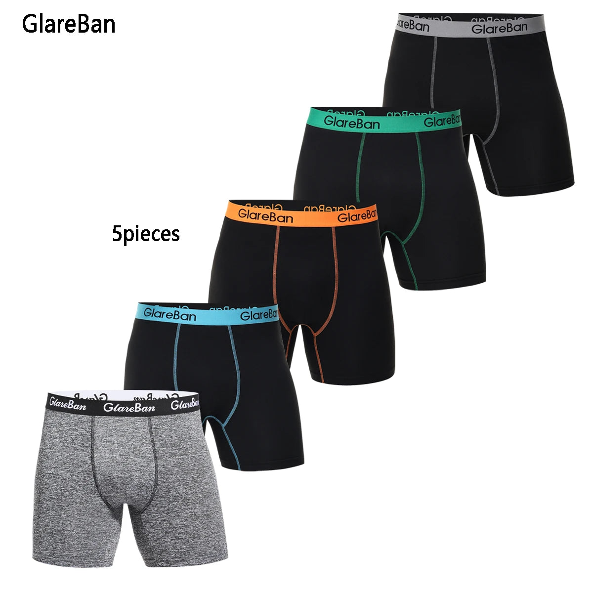 5-Pack Men's Mid-Length Boxer Shorts – Soft Stretch Polyester Briefs-Style Underwear (S–XXL)