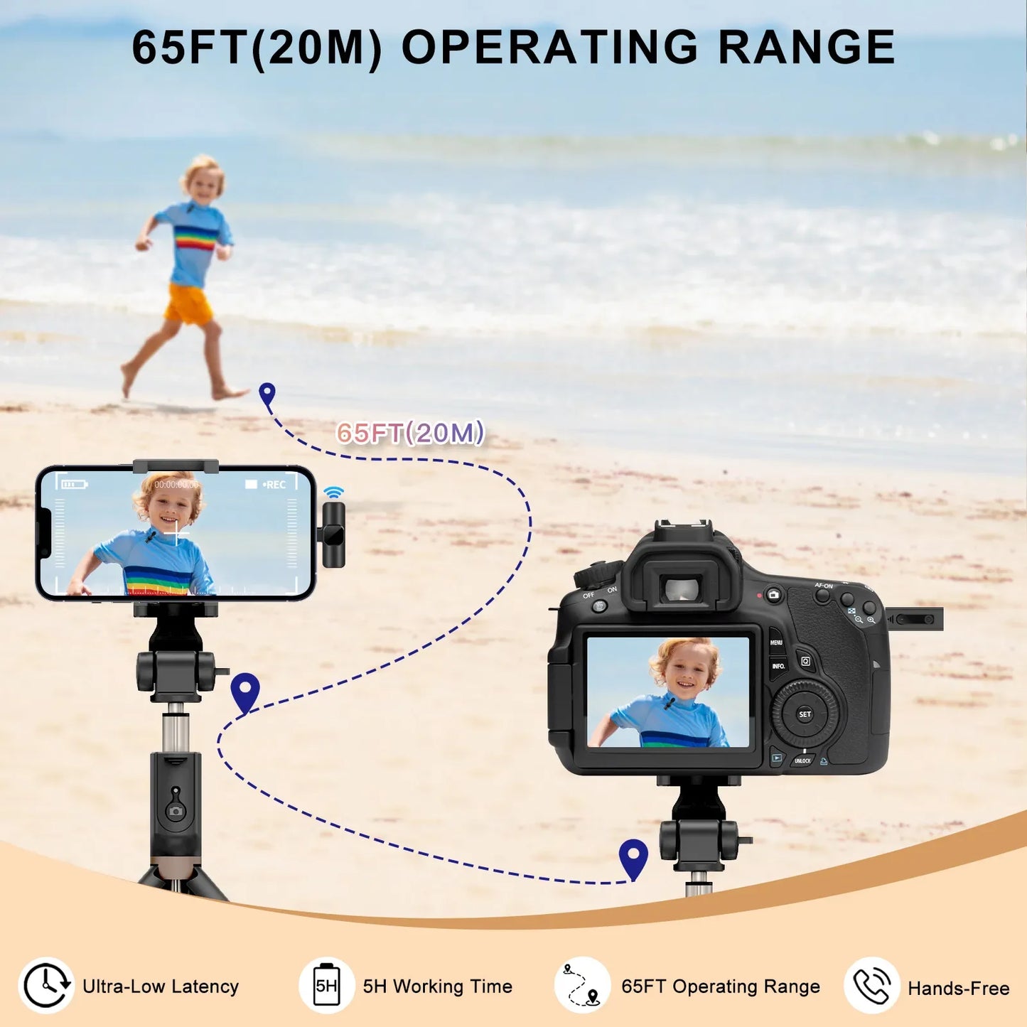 Wireless Lavalier Microphone – Portable Clip-On Mini Mic for iPhone & Android, Real-Time Audio Sync for Streaming, Vlogging & Recording