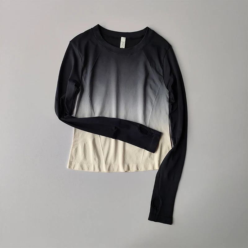 Slim Fit Quick-Dry Long Sleeve Yoga Shirt – Women's Seamless Fitness Top
