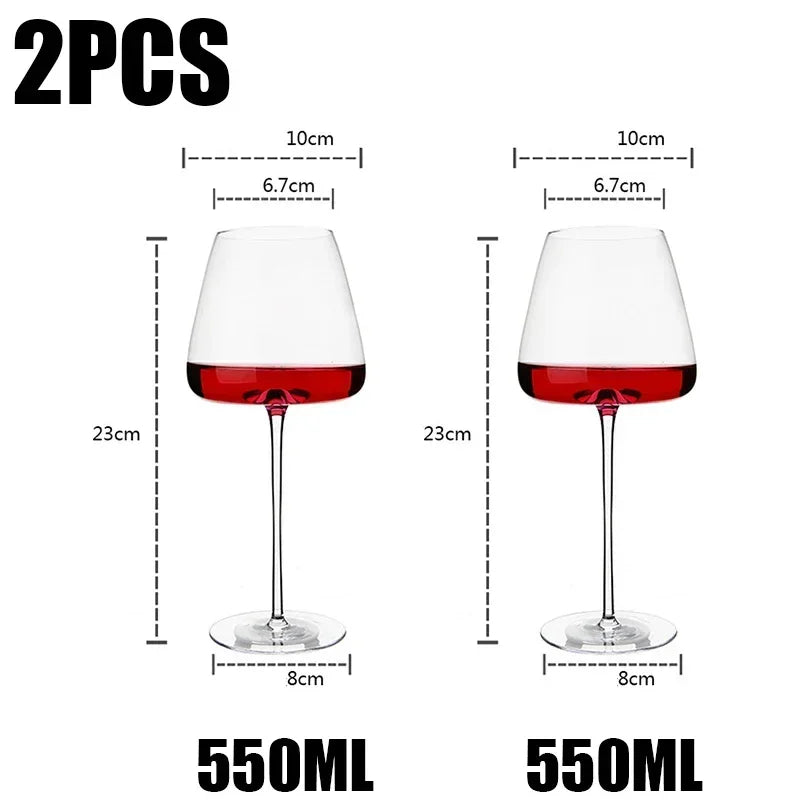 2pcs Large Capacity Burgundy Bordeaux Square Red Wine Glasses – High-End Goblets for Champagne, Water & Party Use