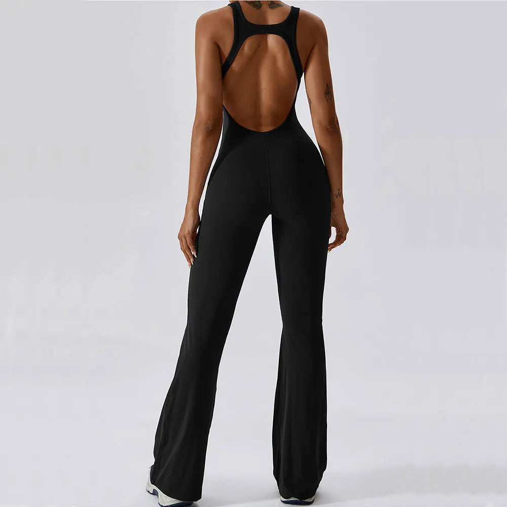 Women's One-Piece Sleeveless Yoga Jumpsuit – Seamless Butt-Lifting Fitness Bodysuit for Activewear & Workout