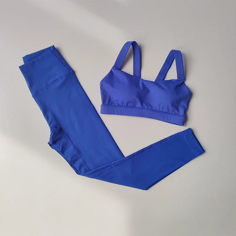 Women's 2-Piece Yoga Set – Seamless Sports Bra & High-Waisted Fast-Drying Leggings for Fitness and Running