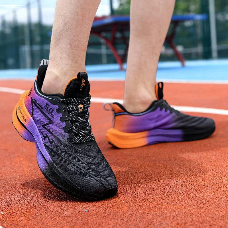 Unisex Carbon Plate Running Shoes – Lightweight Mesh Lace-Up Sneakers with Soft Cushion & Shock Absorption, Anti-Slip Training Shoes for Summer