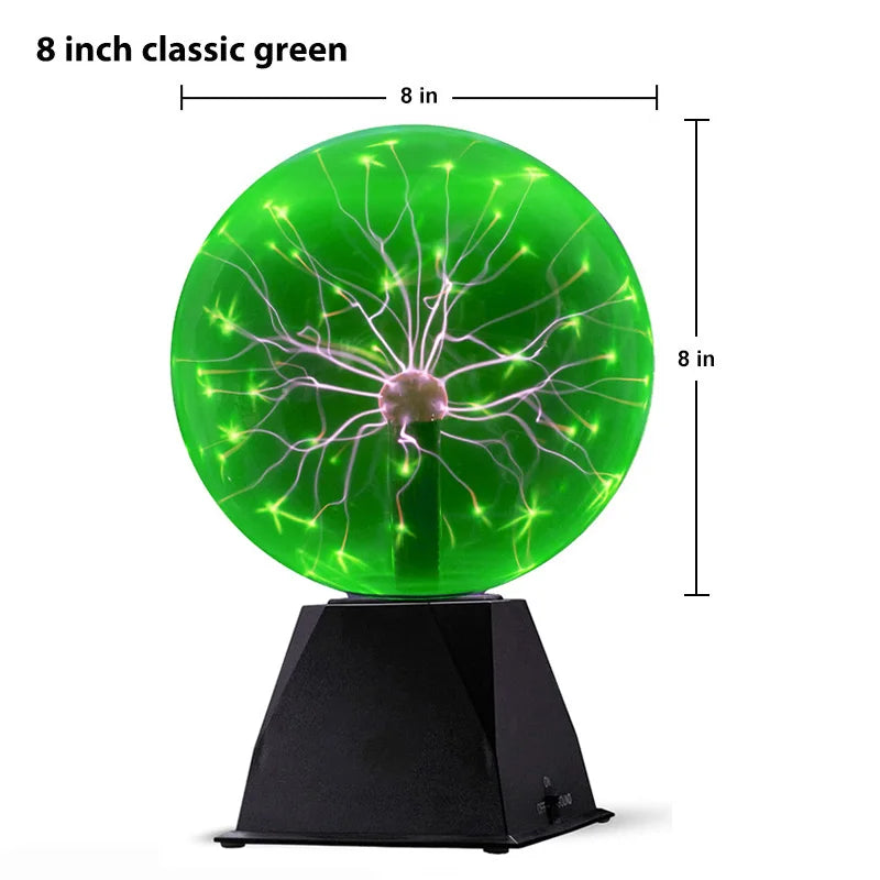 8-Inch Magic Plasma Ball Lamp – Touch-Sensitive Glass LED Night Light for Bedroom, Kids Party, and Science Decor