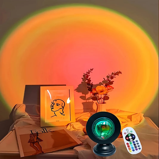 Sunset Projection Lamp – LED Ambient Light for Relaxation and Home Décor – Serene Warm Glow for Bedroom, Living Room, or Meditation Space