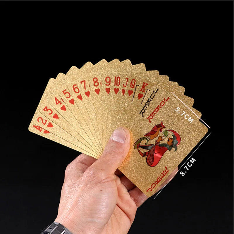 24K Gold Waterproof Plastic Playing Cards – Durable PET Poker Deck for Table Games & Gift Nights