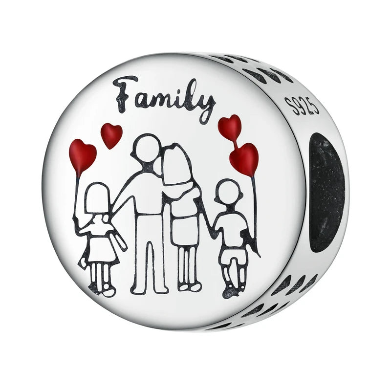 925 Sterling Silver Mother and Child Embrace Charm – Family Pendant for DIY Bracelets