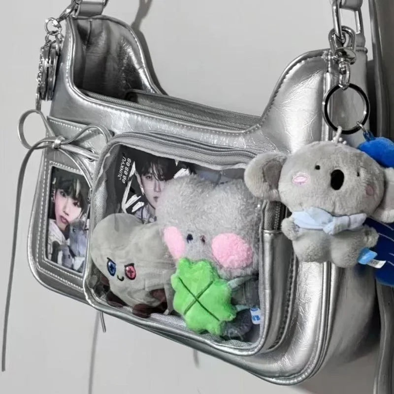 Y2K Transparent Ita Shoulder Bag – Harajuku Korean Crossbody School Bag for Women