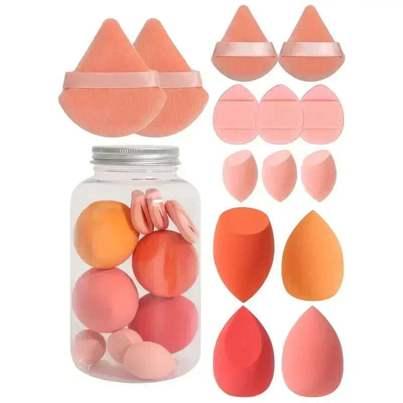 12/14-Piece Makeup Sponge Set – Latex-Free Cosmetic Puffs & Beauty Blenders for Foundation, Powder, and Wet/Dry Use