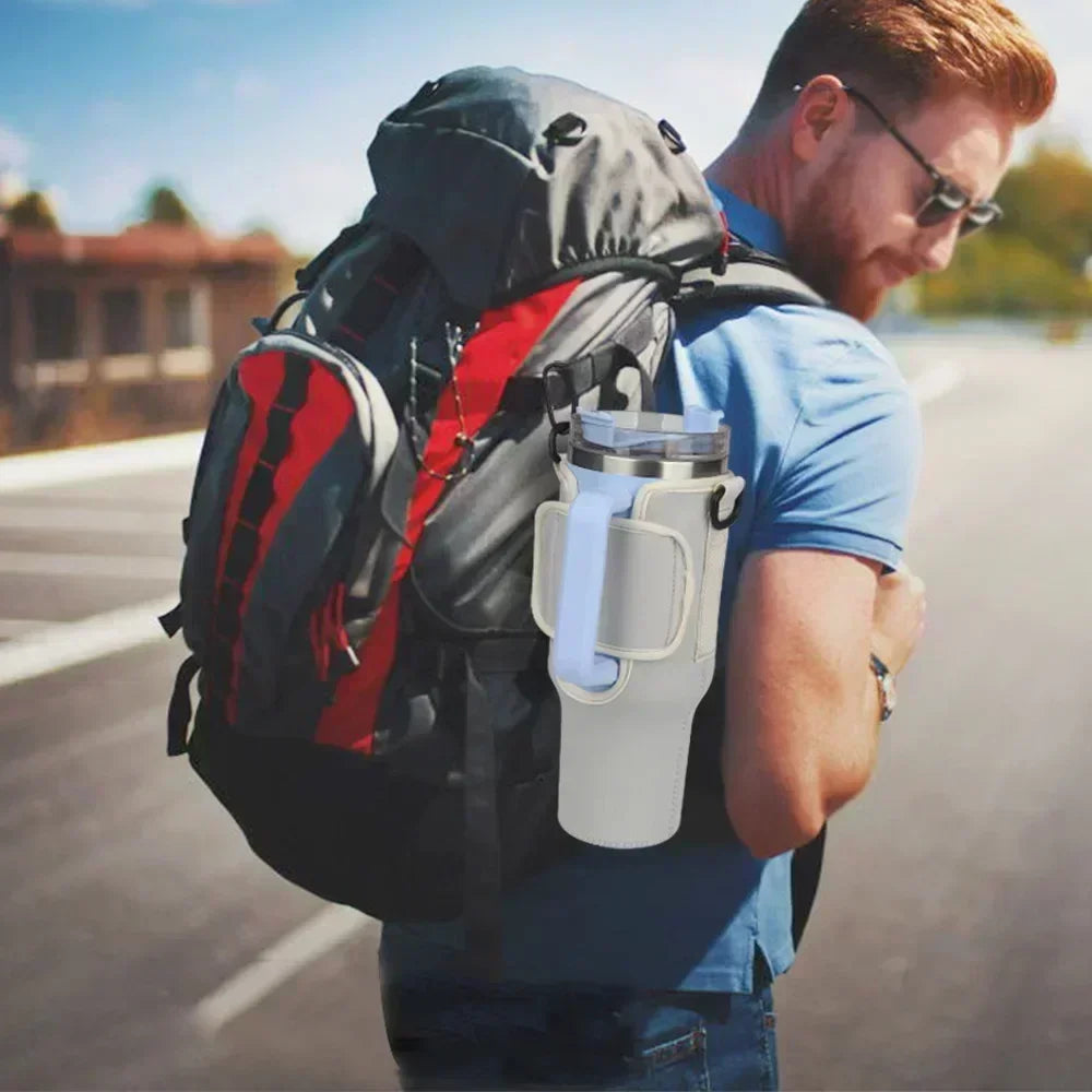 40oz Water Bottle Carrier Pouch with Adjustable Shoulder Strap – Insulated Cover for Thermos, Mug, or Sports Bottle