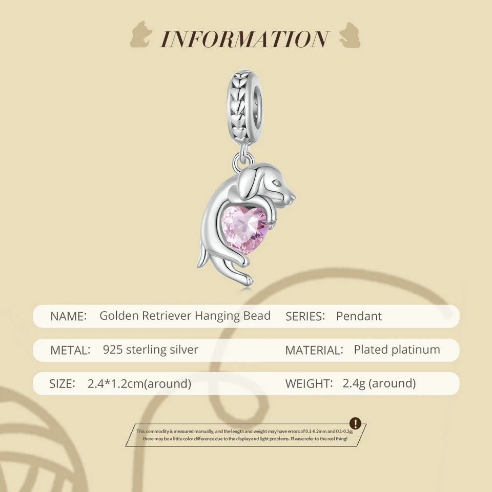 Sterling Silver Dog Charm Bead – Poodle & Dachshund Pendant for Charm Bracelets, DIY Jewelry for Women