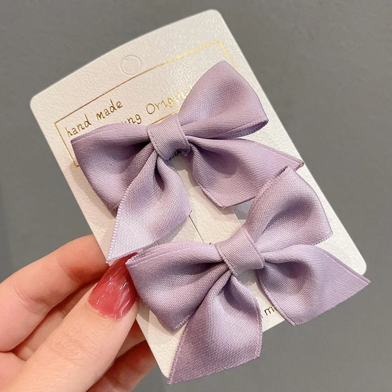 2Pcs Satin/Mesh Bow Hairpins for Dogs – Cute Fabric Hair Clips for Teddy, Poodle, and Small Pet Grooming Accessories