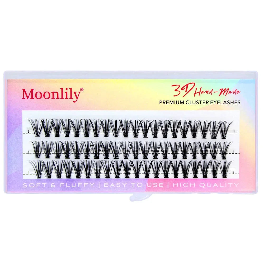 Silk Cluster Eyelash Extensions – Natural Long 3D Volume Faux Individual Lashes (60PCS, C/D Curl)