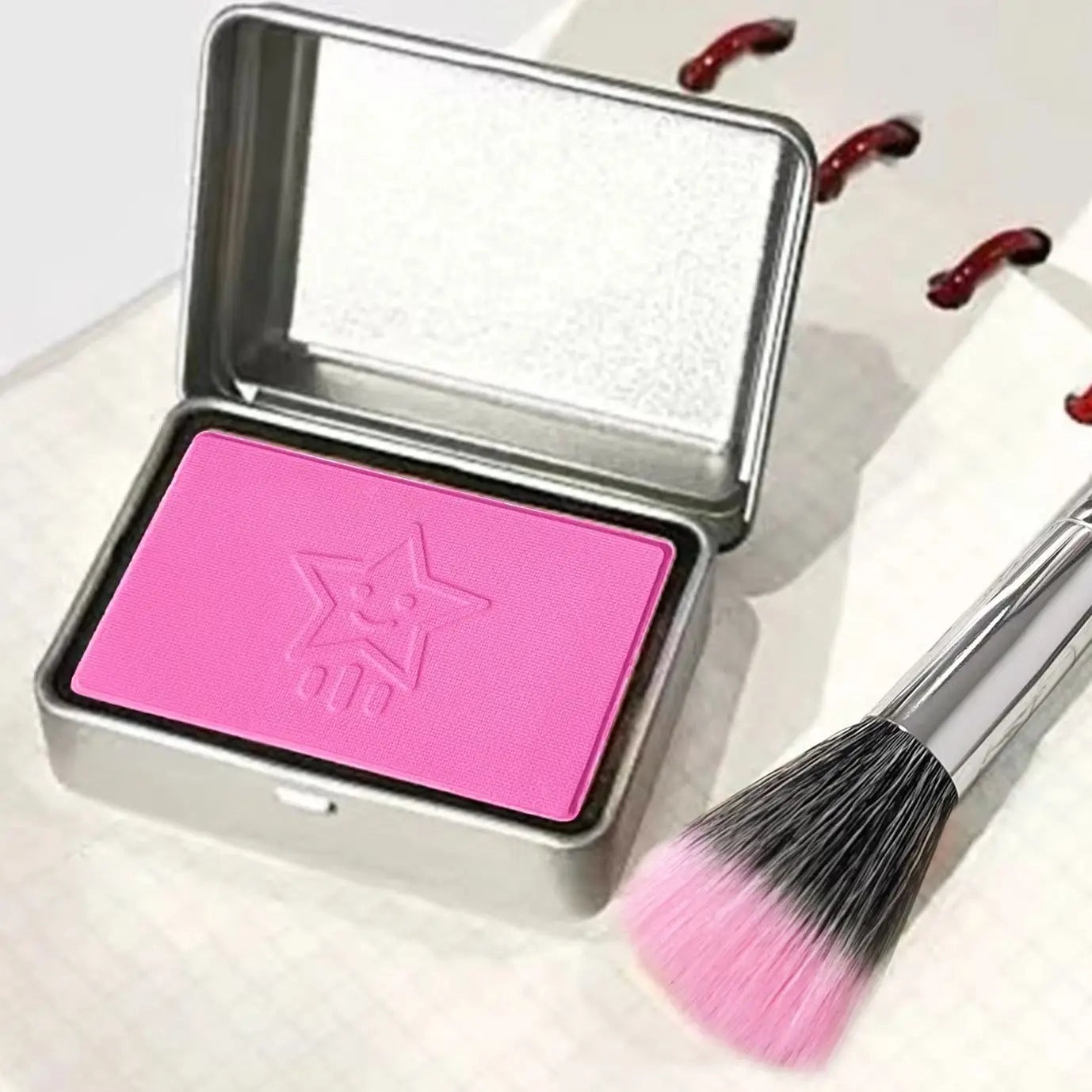 4-Color Monochrome Matte Blush in Iron Box – Peach Tone for Skin Brightening & Natural Contour /