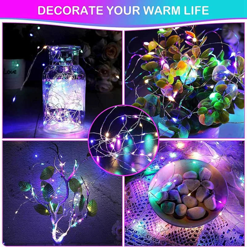 Battery-Powered LED Fairy String Lights – Copper Wire Decorative Lights for Bedroom, Garden, Party, and Wedding