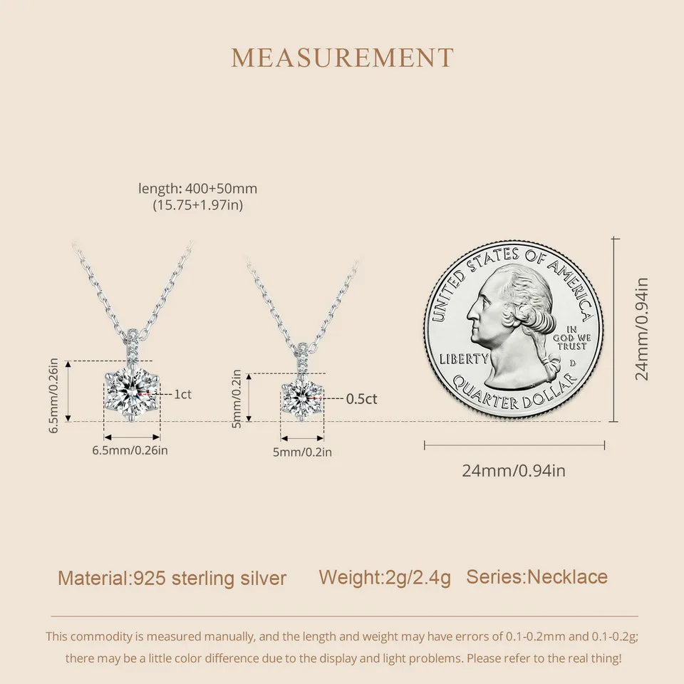 1 Carat Moissanite Heart Pendant Necklace for Women – 925 Sterling Silver, D Color VVS1 Lab-Grown Diamond, Elegant Jewelry for Wedding & Engagement