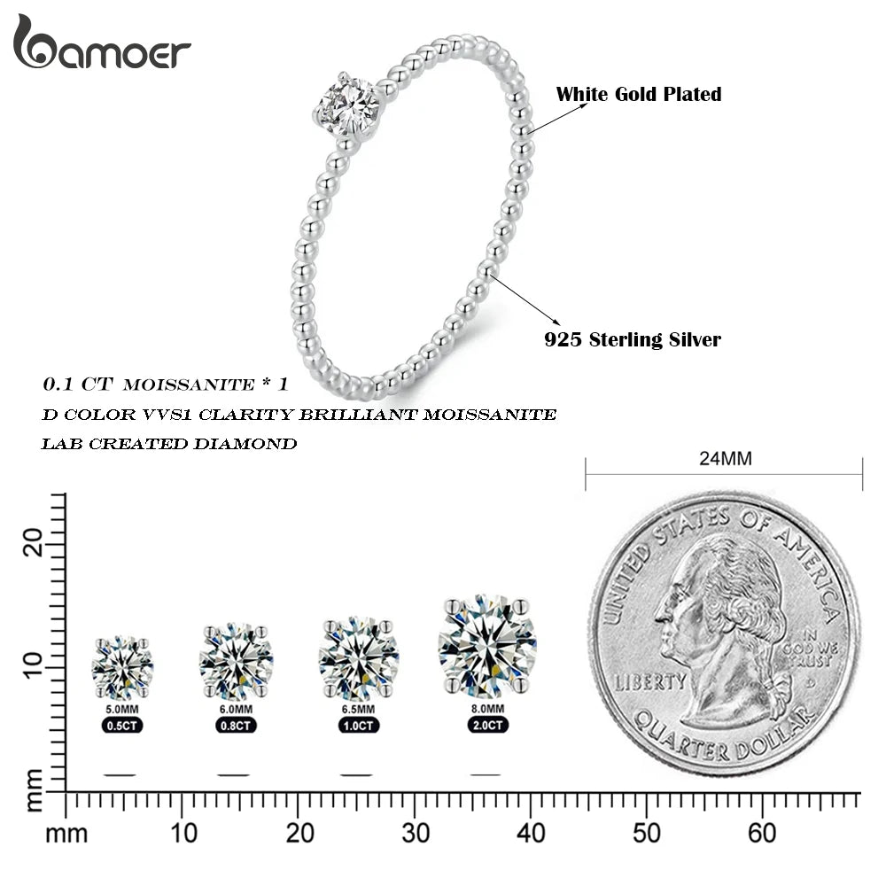 925 Sterling Silver Eternity Rope Wedding Band – Stackable Moissanite Beads Ring for Women, D Color VVS1 Clarity
