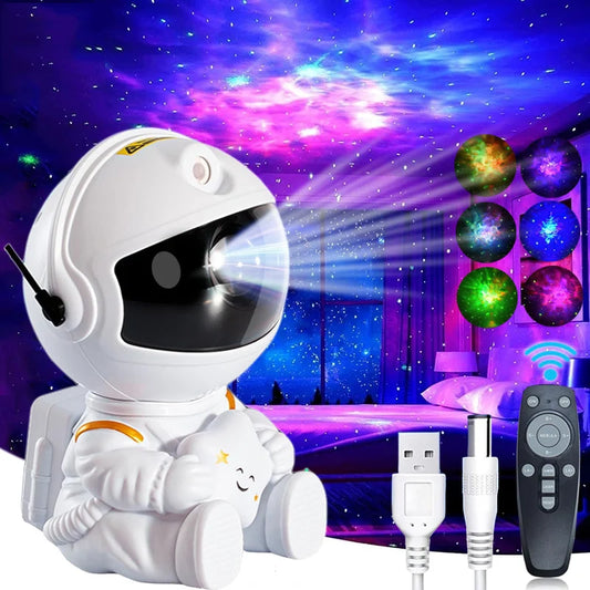 Astronaut Galaxy Star Projector Light – LED Starry Sky Nebula Lamp with Remote Control – USB Night Light for Kids, Adults, Bedroom, or Gift Use