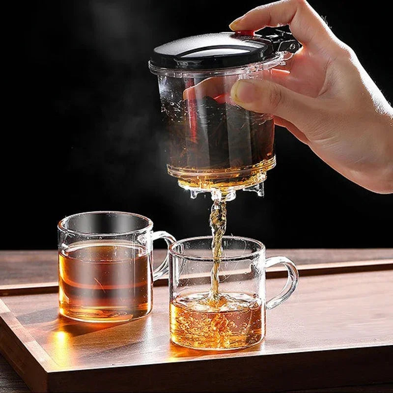 Chinese Style Kung Fu Teapot – Heat Resistant Glass Teapot with Tea-Water Separation Filter for Home or Office Use