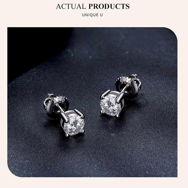 2 Carat Moissanite Heart Prong Stud Earrings – D Color VVS1 Stones on 925 Sterling Silver for Women