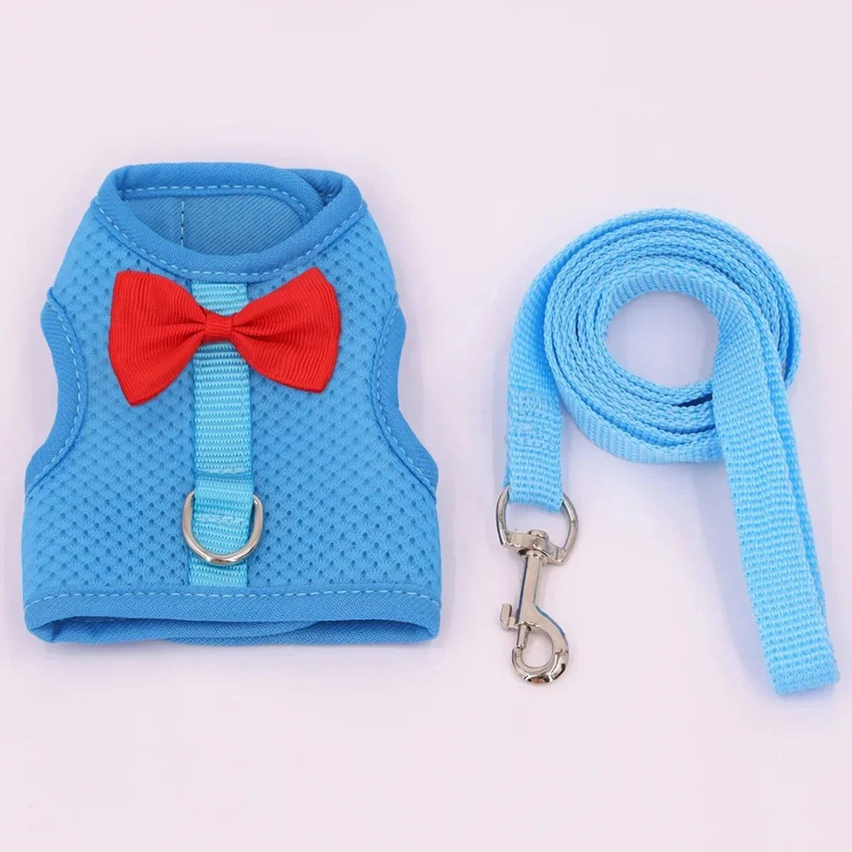 Breathable Mesh Pet Harness Set for Rabbits, Guinea Pigs, and Small Animals – Adjustable Chest and Back Vest with Leash