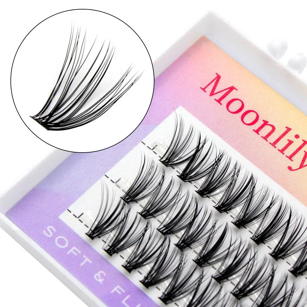 Silk Cluster Eyelash Extensions – Natural Long 3D Volume Faux Individual Lashes (60PCS, C/D Curl)