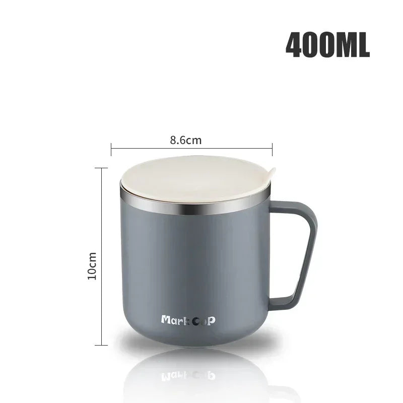 304 Stainless Steel Insulated Coffee Mug with Handle and Lid – 400ML Portable Thermos Cup