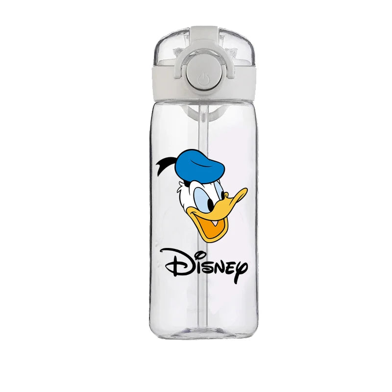 400ml Cartoon Straw Water Cup for Kids – Drop-Resistant Portable Drinking Bottle with Lid and Handle, Donald Duck Design for School or Gifts