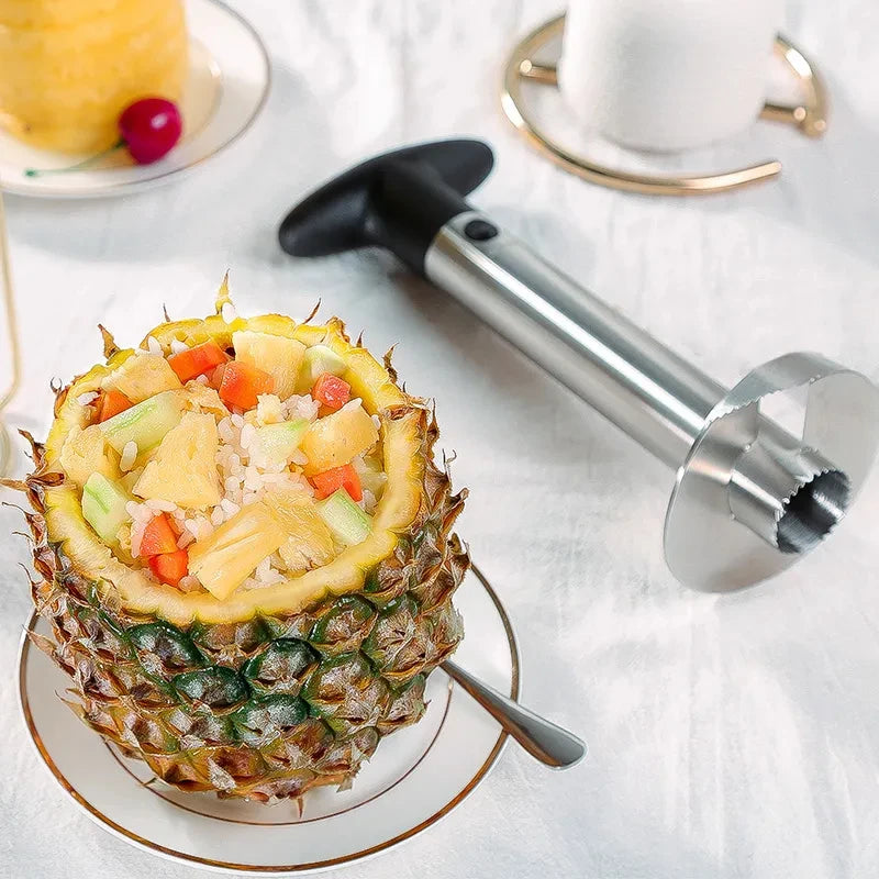 Stainless Steel Pineapple Corer Slicer – Spiral Fruit Cutter & Peeler with Plastic Handle