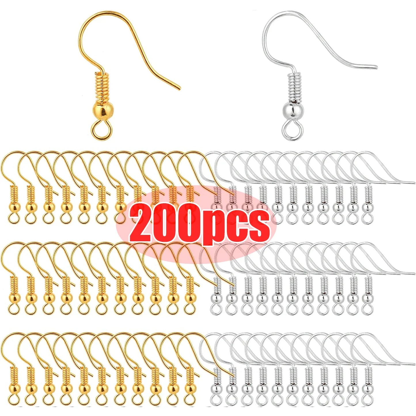 100/200pcs Stainless Steel Hypoallergenic Earring Hooks – DIY Jewelry Making Clasps & Findings for Handmade Earrings
