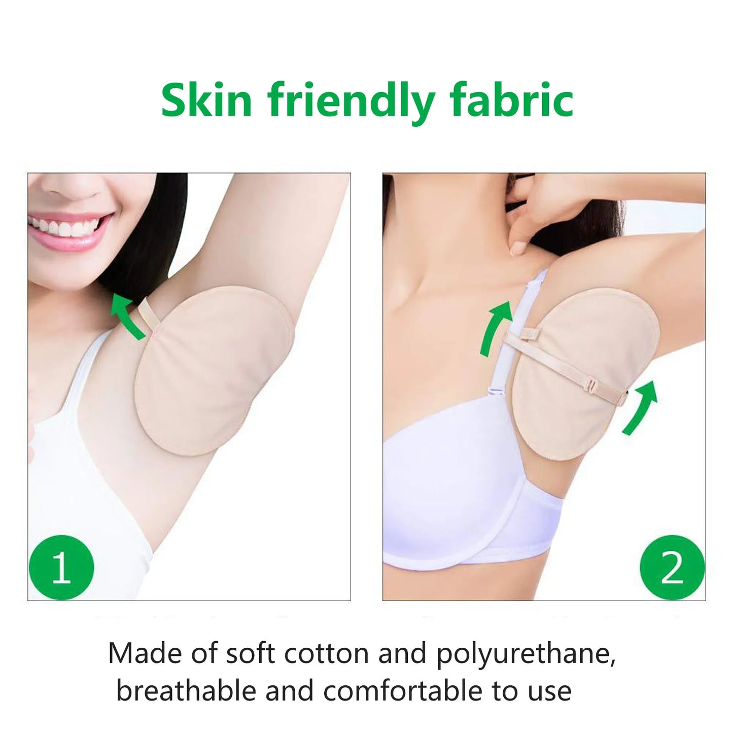 2PCS Reusable Underarm Sweat Pads – Adjustable Cotton Armpit Straps for Odor and Moisture Control for Men and Women