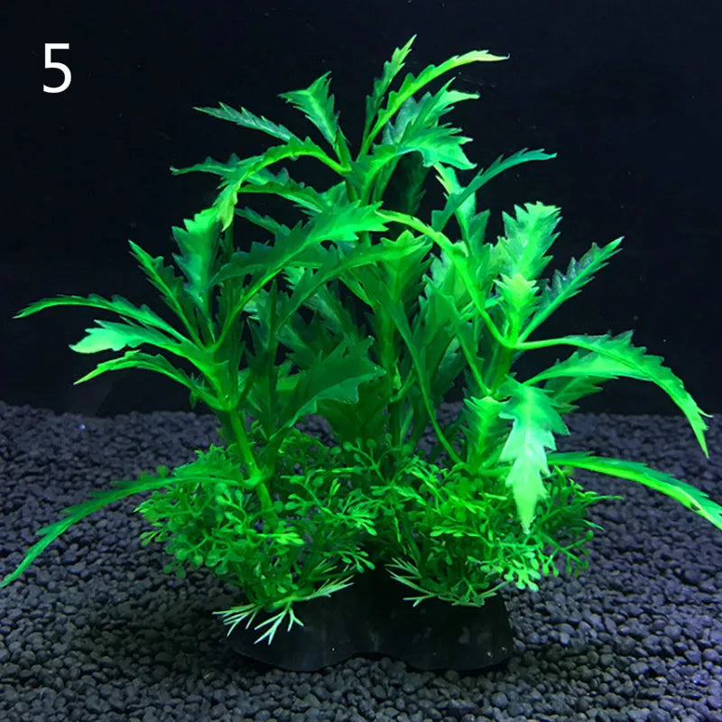 Artificial Aquarium Plants Set – 12-Style Plastic Aquatic Weeds and Grass Decorations for Fish Tank Landscaping (14cm Height)