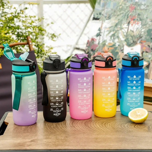 600ML Motivational Water Bottle – Colorful Time Marker Sports Bottle with Straw for Adults, Reusable BPA-Free Plastic