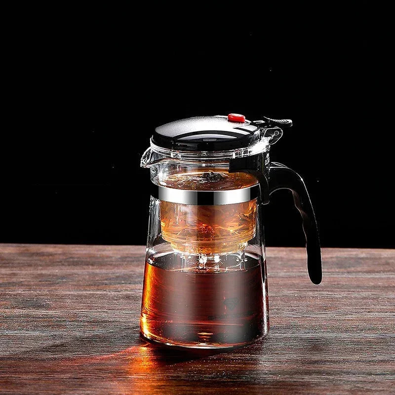 Chinese Style Kung Fu Teapot – Heat Resistant Glass Teapot with Tea-Water Separation Filter for Home or Office Use