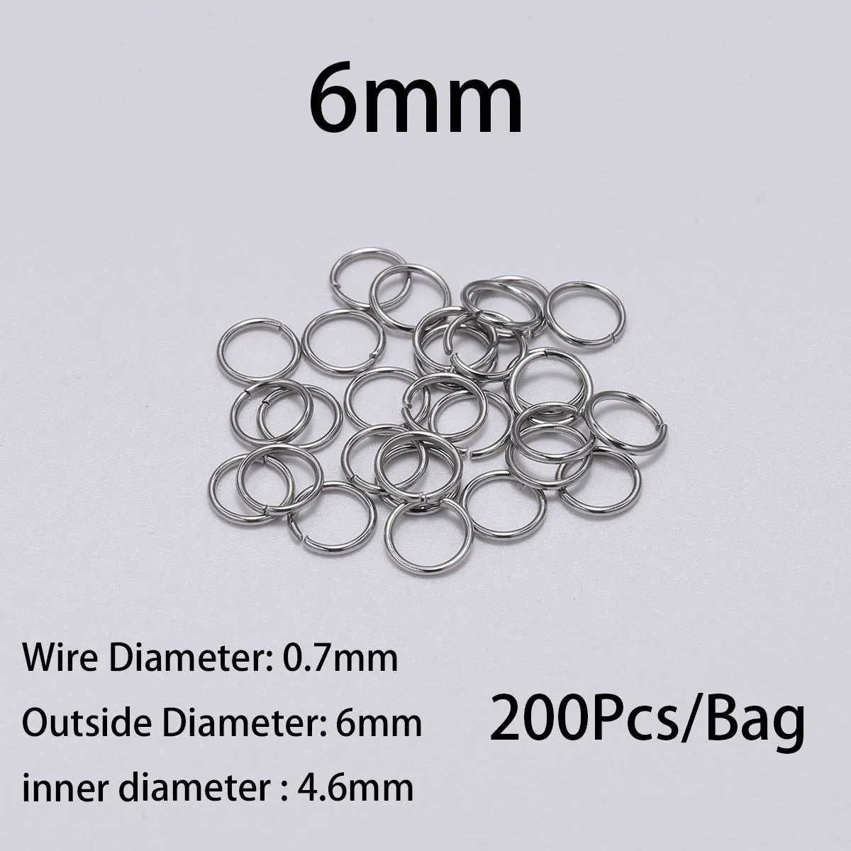 30–200pcs Stainless Steel Split Jump Rings – 3–25mm Open Loop Connectors for DIY Jewelry Making Accessories