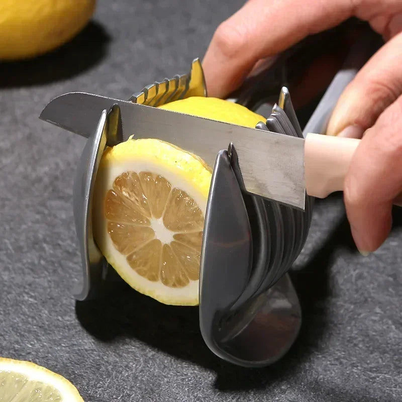 Stainless Steel Handheld Fruit and Vegetable Slicer – Orange, Lemon, Tomato, Onion Cutter Clip for Kitchen Prep
